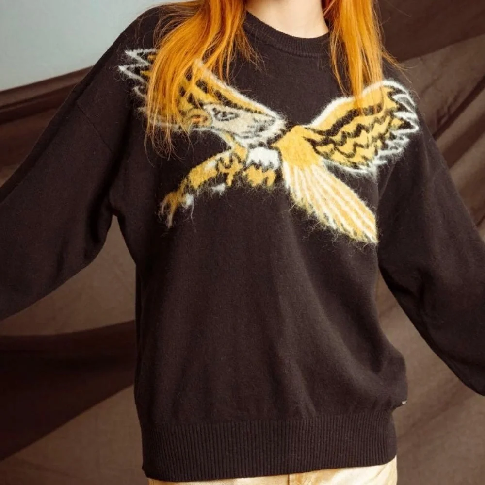 Diesel Y2K Eagle Wool Blend Crewneck Sweater - Black - Size XS - EUC - Picture 14 of 14